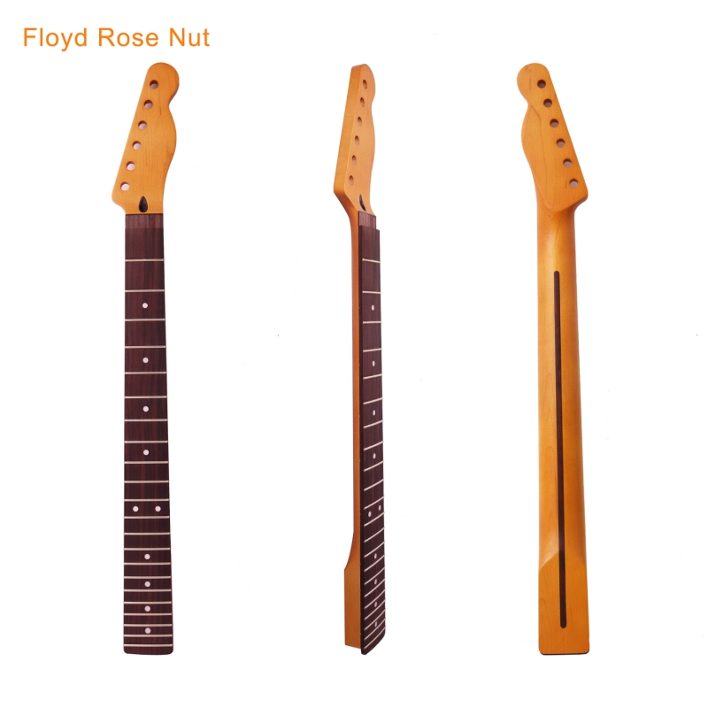 【Floyd Rose Nut】Locking Nut Telecaster Guitar Neck Rosewood Fretboard Maple Neck 12" Radius 10 mm Holes 22 Frets Satin Finish