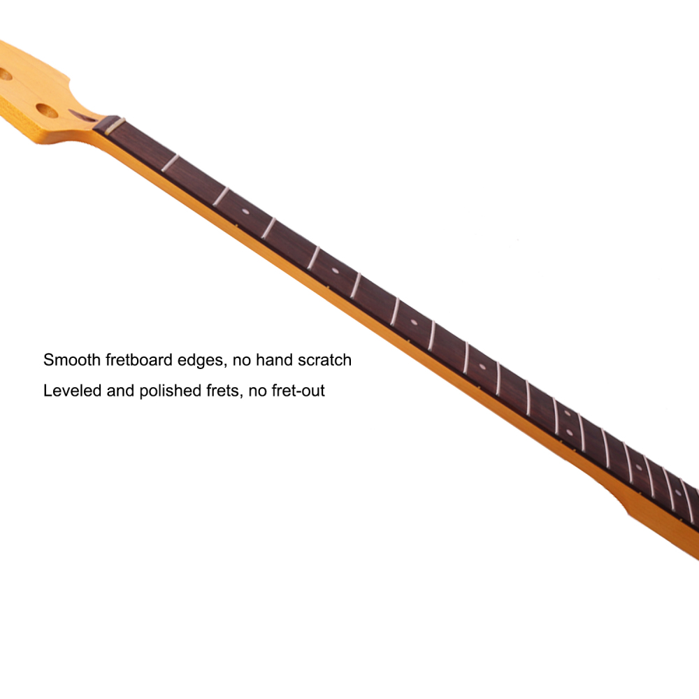 Premium 4 Strings Jazz Bass Guitar Neck Rosewood Fretboard Maple Neck 9.5" Radius 18 mm Holes 20 Frets Satin Finish