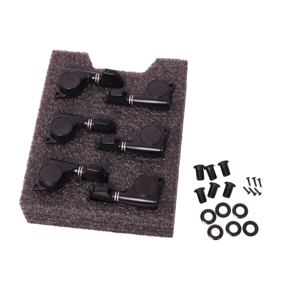 Tuners 6 Right Handed - 1:18 Ratio Tuning Key Pegs Machine Heads with Oval Knob Black Finish