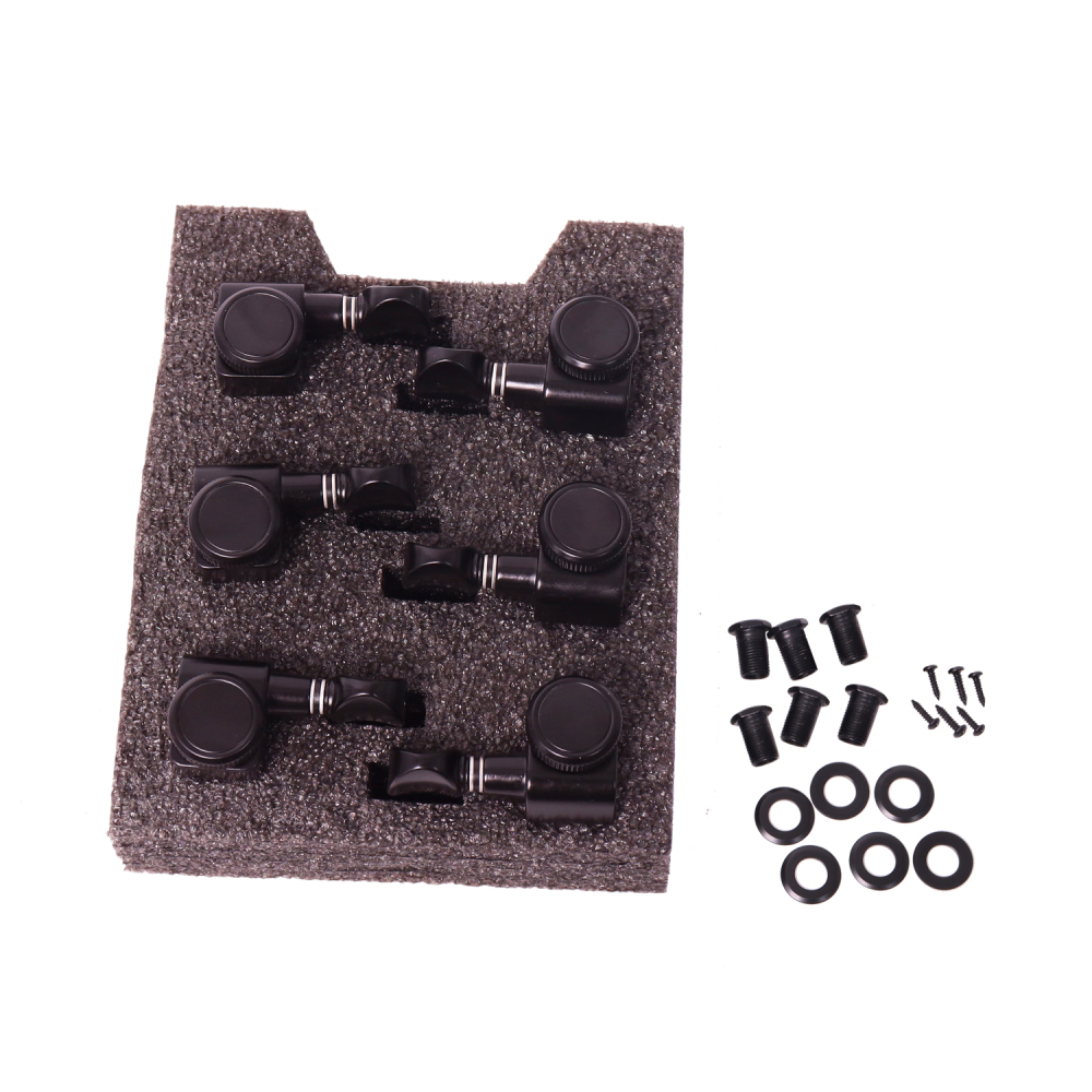 Tuners 6 Right Handed - 1:18 Ratio Tuning Key Pegs Machine Heads with Oval Knob Black Finish