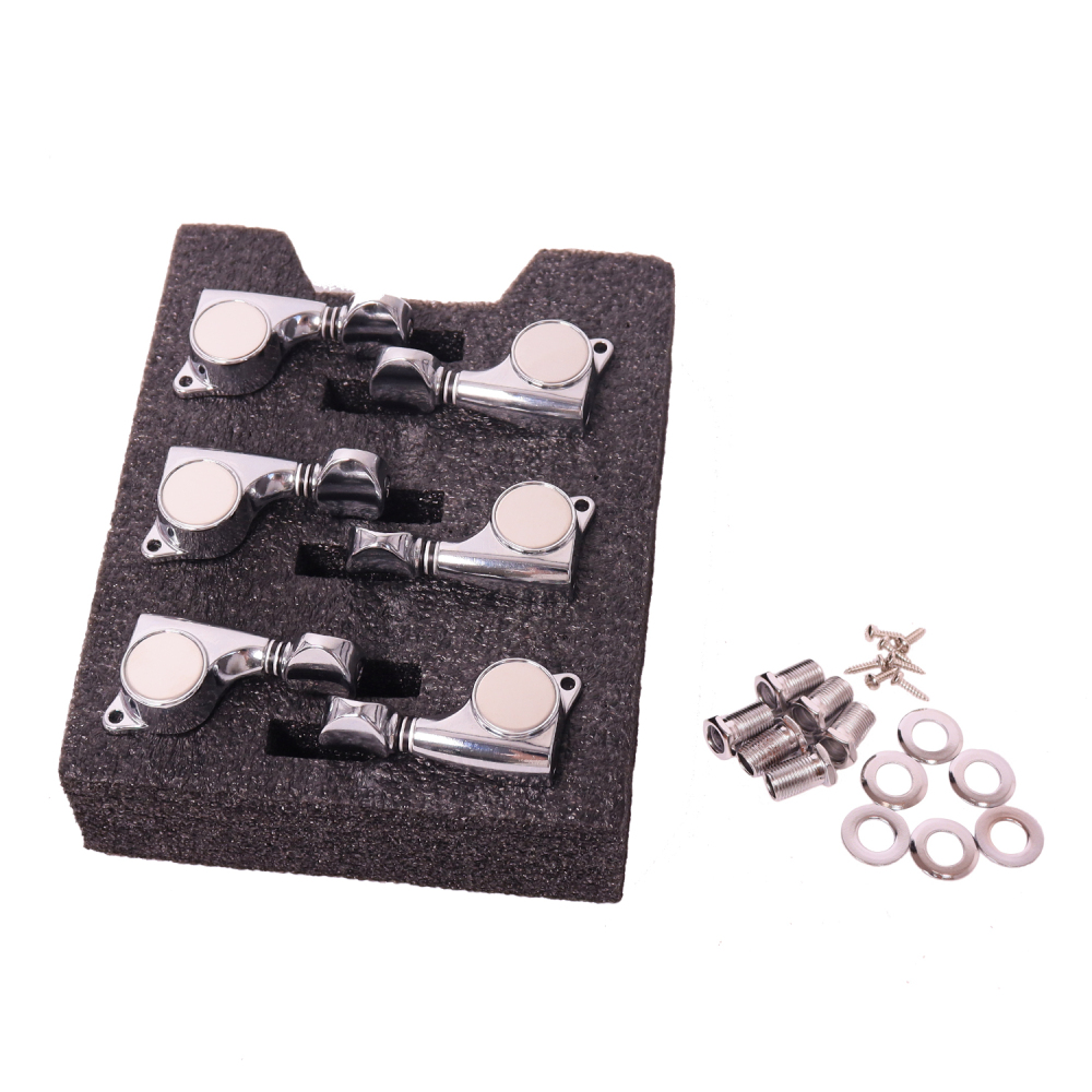 Tuners 6 Right Handed - 1:18 Ratio Tuning Key Pegs Machine Heads with Oval Knob Chrome Finish