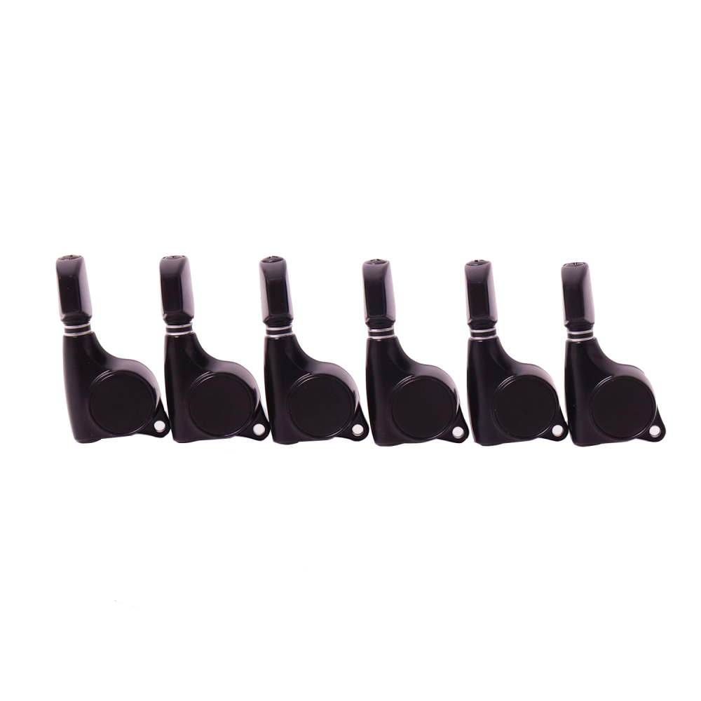 Tuners 6 Right Handed - 1:18 Ratio Tuning Key Pegs Machine Heads with Oval Knob Black Finish