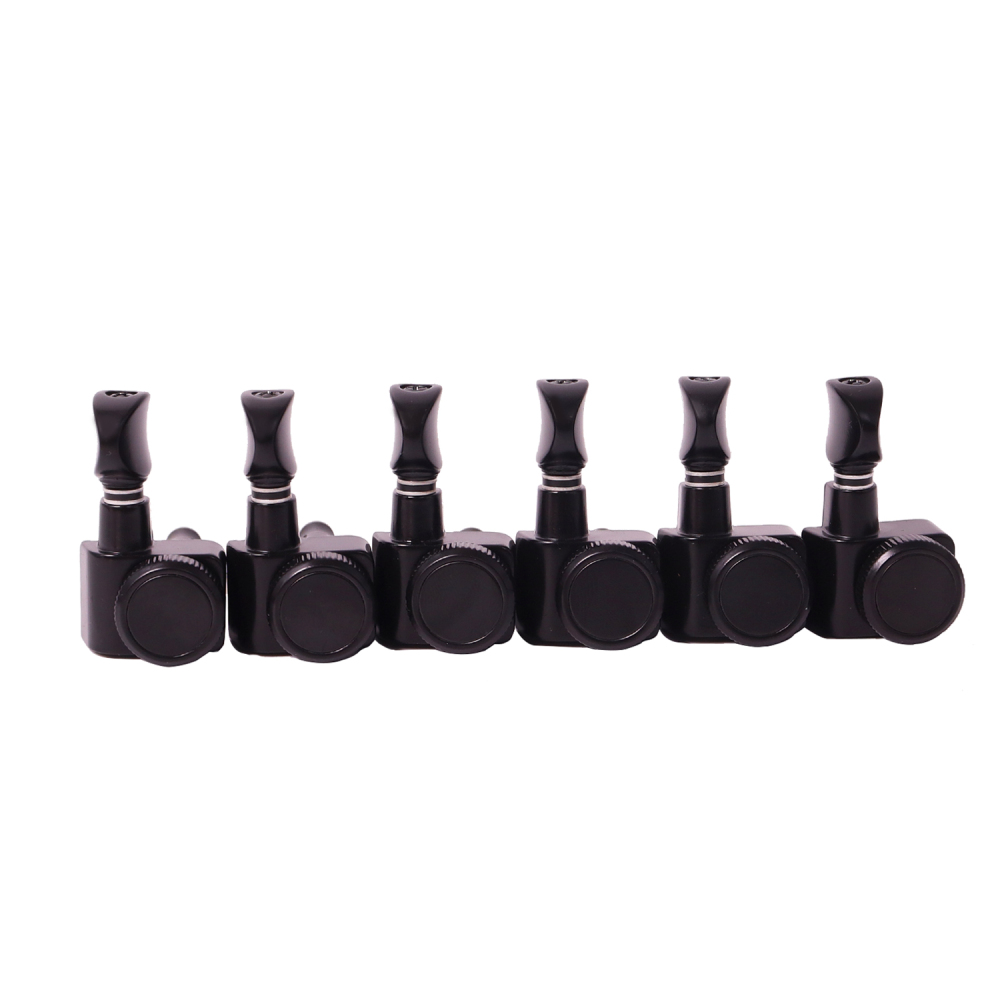 Tuners 6 Right Handed - 1:18 Ratio Tuning Key Pegs Machine Heads with Oval Knob Black Finish