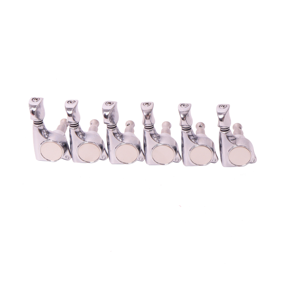 Tuners 6 Right Handed - 1:18 Ratio Tuning Key Pegs Machine Heads with Oval Knob Chrome Finish