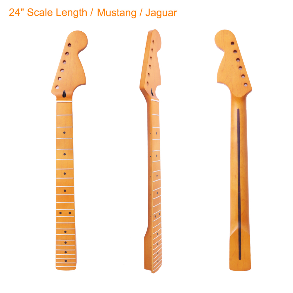 Mustang / Jaguar Guitar Neck 24" Scale Length Canadian Maple Neck 12" Radius 10mm Holes 22 Frets Satin Finish