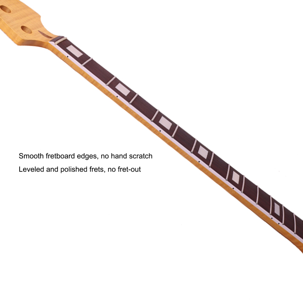 4 Strings Jazz Bass Guitar Neck AAAAA Canadian Flame Maple 9.5" Radius 18 mm Holes 20 Frets Satin Finish Acrylic Block Inlay