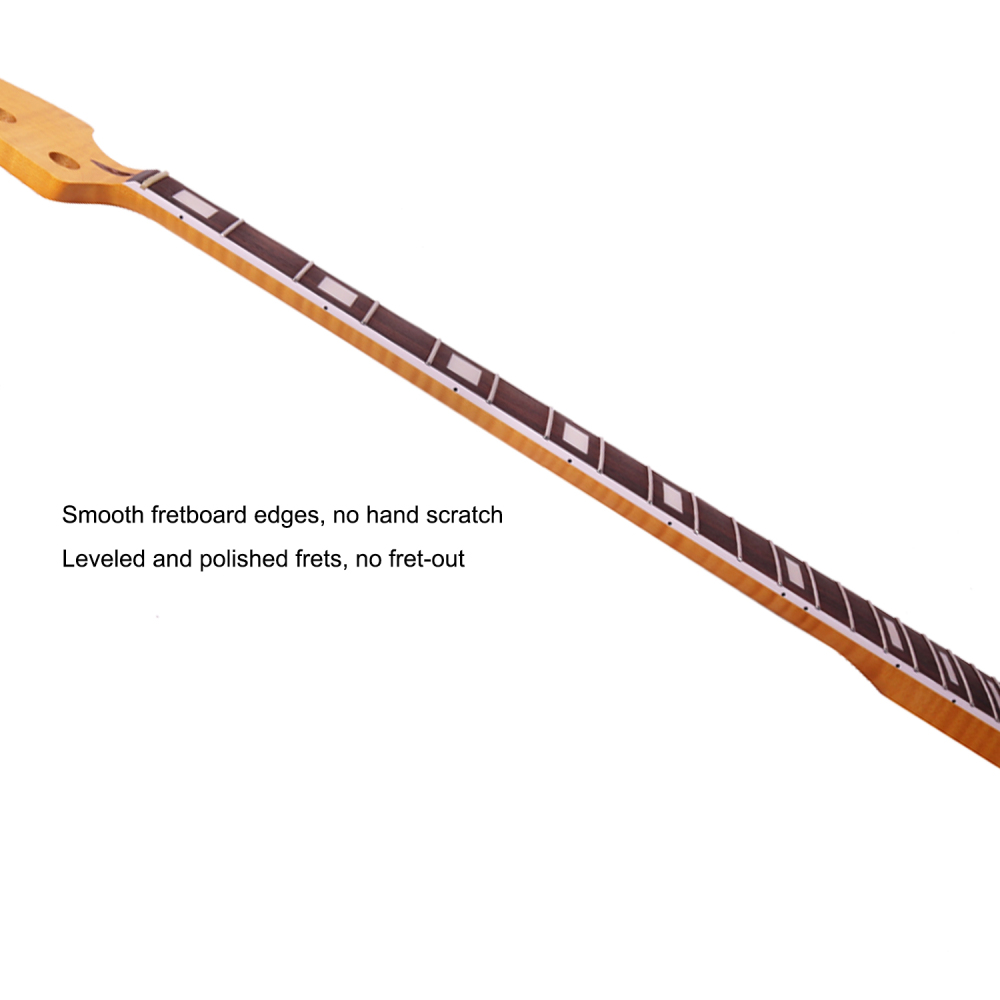 4 Strings Jazz Bass Guitar Neck AAAAA Canadian Flame Maple 9.5" Radius 18 mm Holes 20 Frets Satin Finish Acrylic Block Inlay