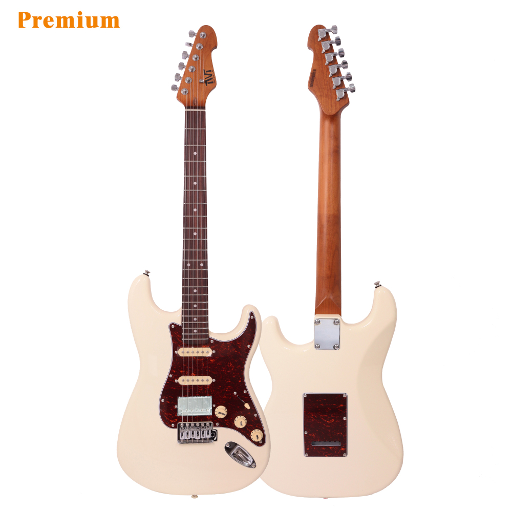 Stratocaster Electric Guitar Roasted Maple Neck Rosewood Fretboard SSH Ceramic Pickups 6-Point Tremolo Bone Nut Cream Color
