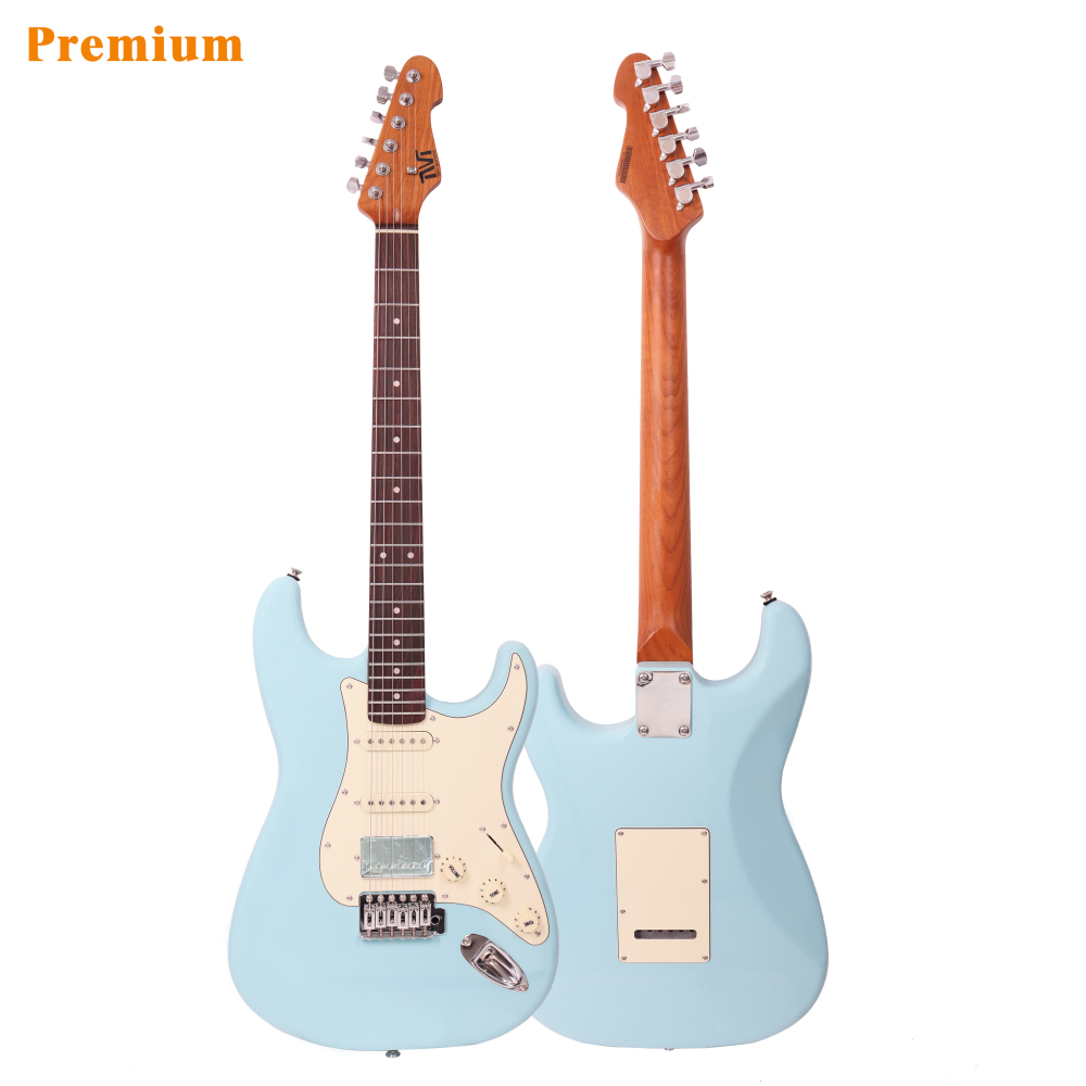 Stratocaster Electric Guitar Roasted Maple Neck Rosewood Fretboard SSH Ceramic Pickups 6-Point Tremolo Bone Nut Sonic Blue Color