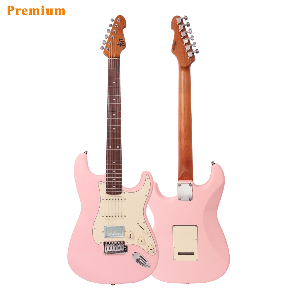 Stratocaster Electric Guitar Roasted Maple Neck Rosewood Fretboard SSH Ceramic Pickups 6-Point Tremolo Bone Nut Shell Pink Color