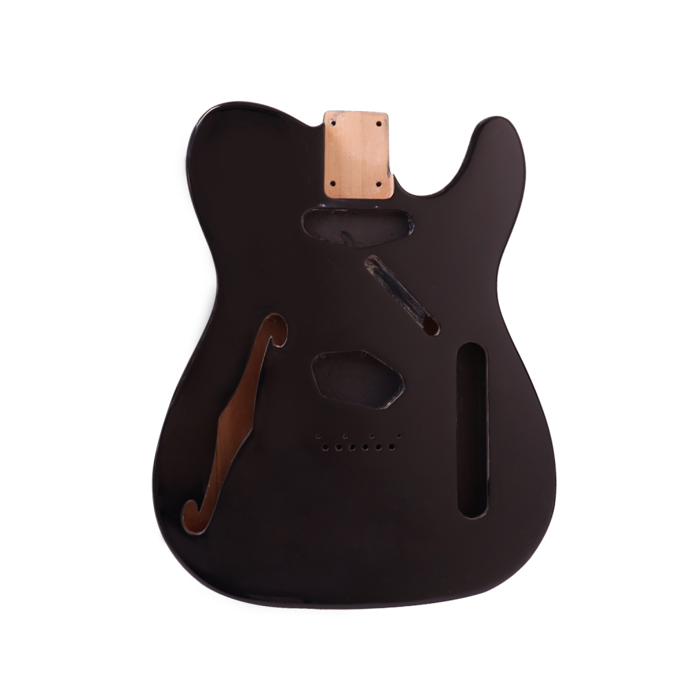 F Hole Semi-Hollow Roasted Poplar Guitar Body Telecaster SS  Black Color