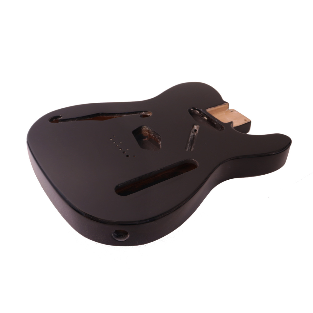 F Hole Semi-Hollow Roasted Poplar Guitar Body Telecaster SS  Black Color