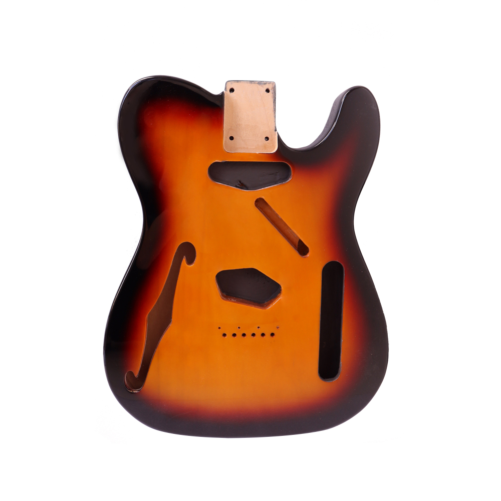 F Hole Semi-Hollow Roasted Poplar Guitar Body Telecaster SS  3 Tune Sunburst Color