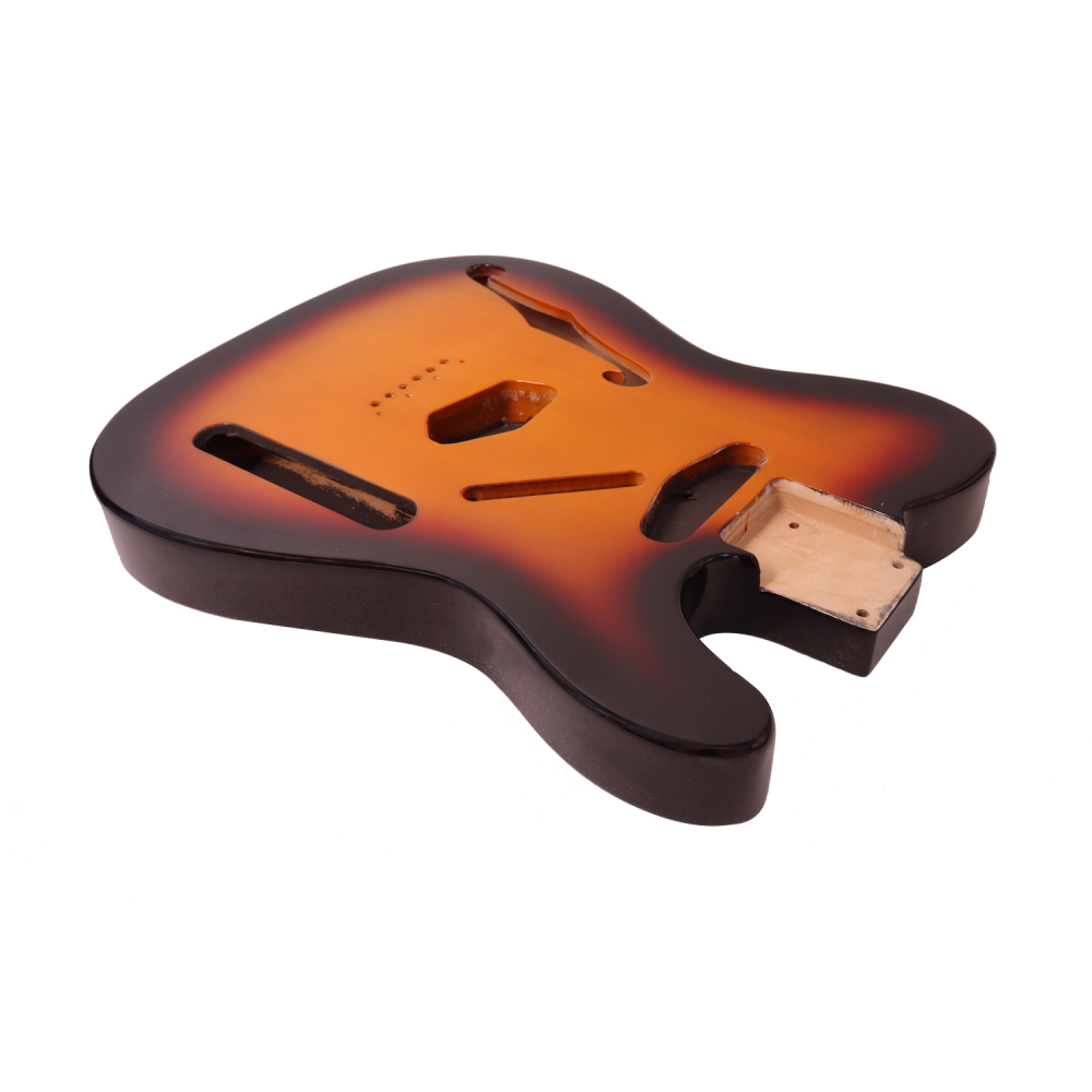 F Hole Semi-Hollow Roasted Poplar Guitar Body Telecaster SS  3 Tune Sunburst Color