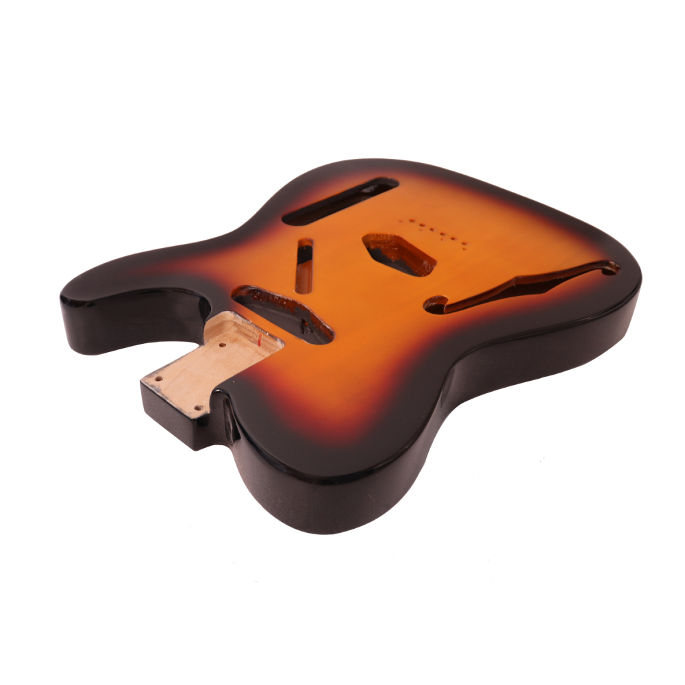 F Hole Semi-Hollow Roasted Poplar Guitar Body Telecaster SS  3 Tune Sunburst Color