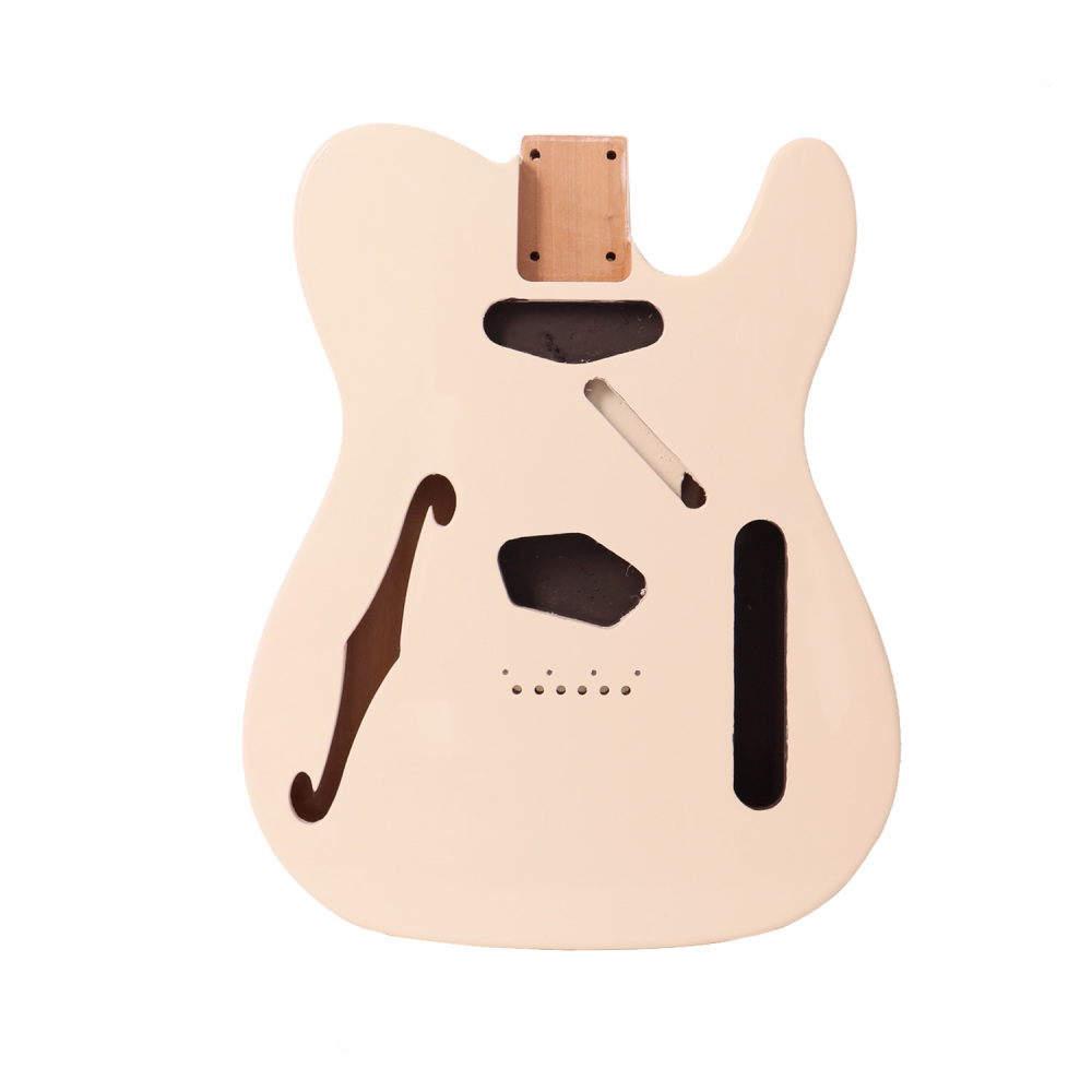 F Hole Semi-Hollow Roasted Poplar Guitar Body Telecaster SS Cream Color