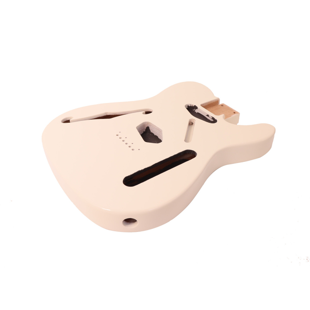 F Hole Semi-Hollow Roasted Poplar Guitar Body Telecaster SS Cream Color