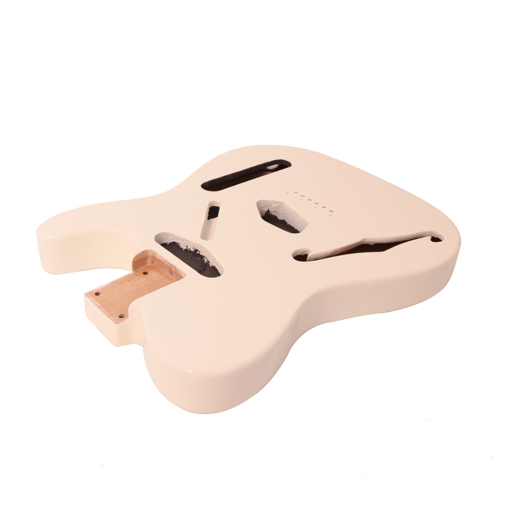F Hole Semi-Hollow Roasted Poplar Guitar Body Telecaster SS Cream Color