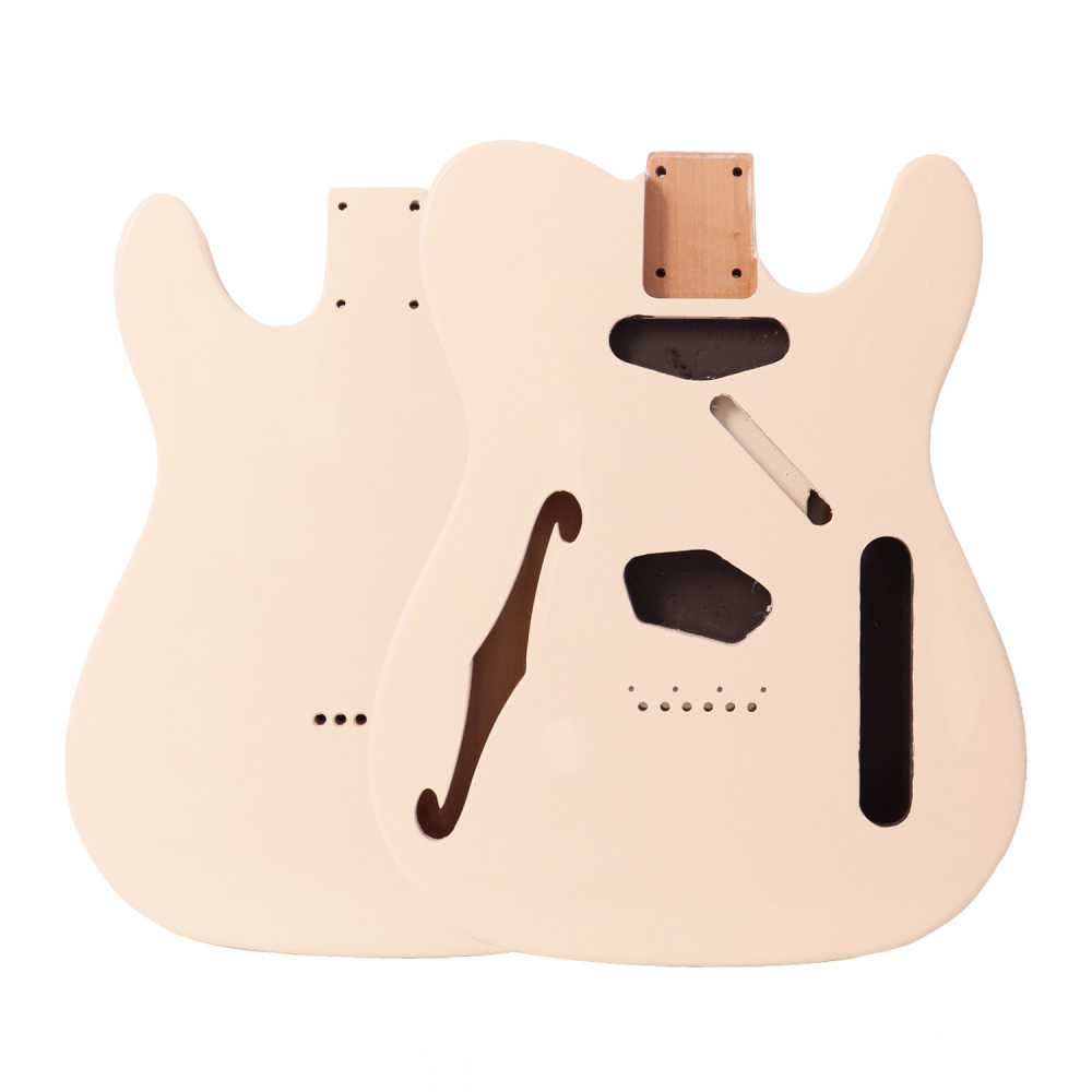 F Hole Semi-Hollow Roasted Poplar Guitar Body Telecaster SS Cream Color