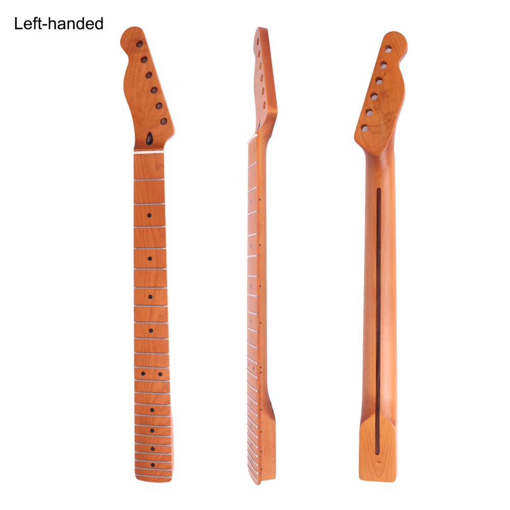 Left-handed Telecaster Guitar Neck Roasted Maple Neck 9.5" Radius 10 mm Holes 22 Frets Satin Finish