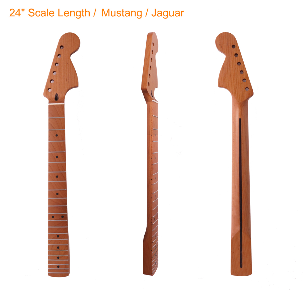 Mustang / Jaguar Guitar Neck 24" Scale Length Roasted Maple Neck 12" Radius 10 mm Holes 22 Frets Satin Finish