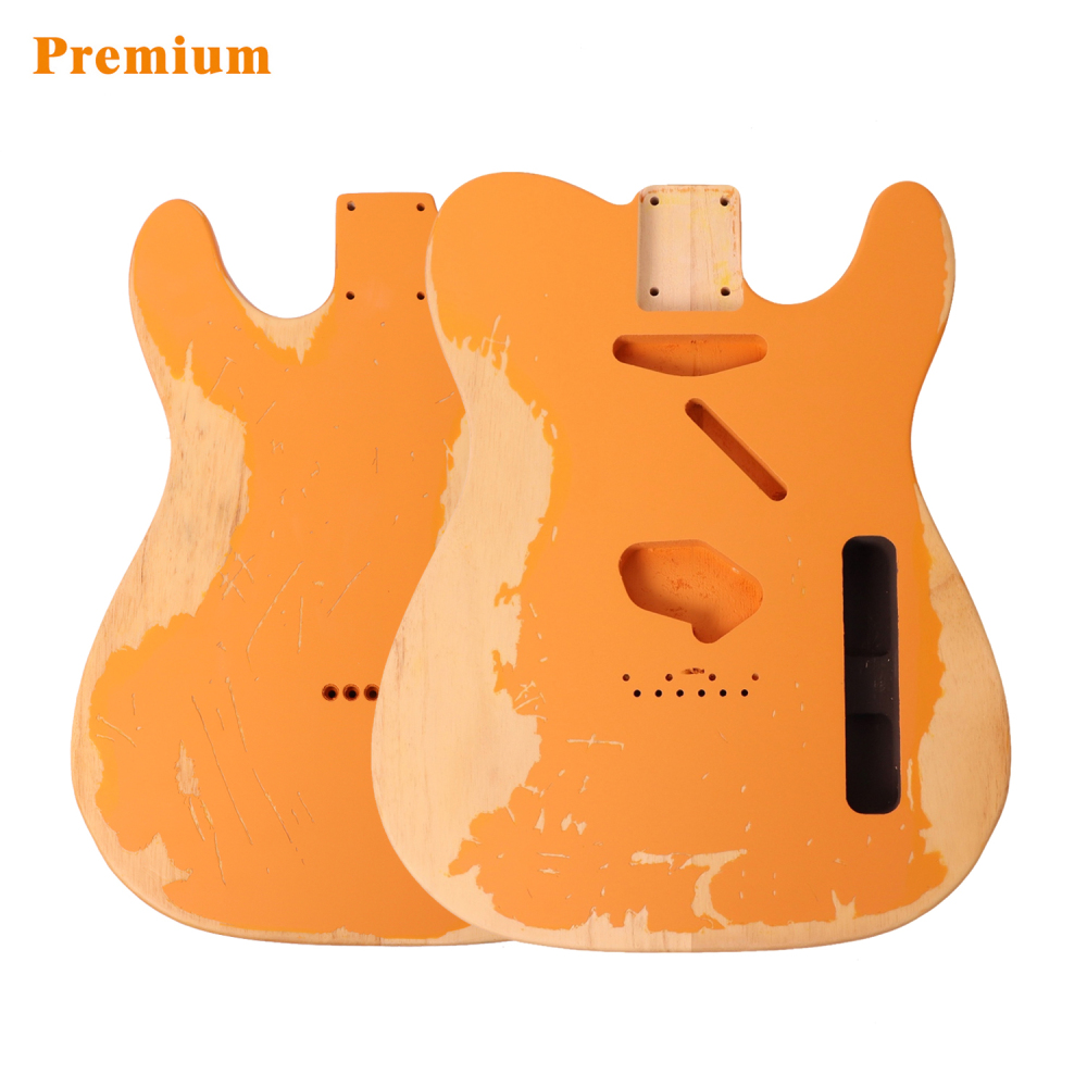 【Premium】Nitrocellulose Finish Relic Style Paulownia Guitar Body Telecaster SS Butterscotch Color