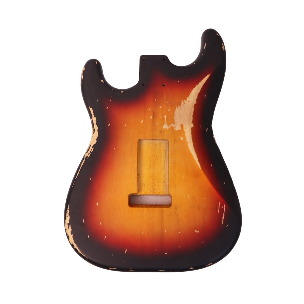 【Premium】Nitrocellulose Finish Relic Style Paulownia Electric Guitar Body Stratocaster SSS 3 Tune Sunburst Color
