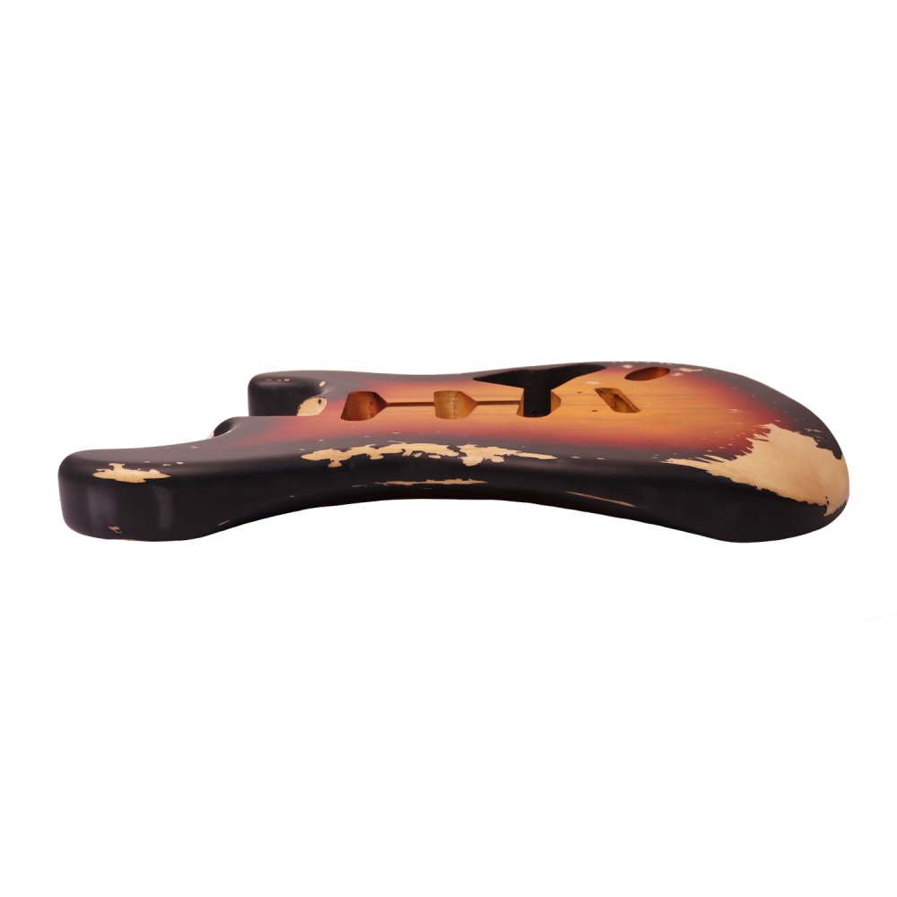 【Premium】Nitrocellulose Finish Relic Style Paulownia Electric Guitar Body Stratocaster SSS 3 Tune Sunburst Color