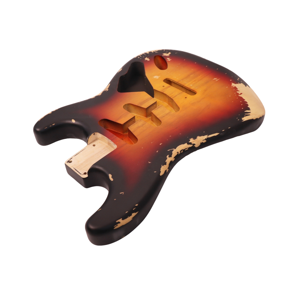 【Premium】Nitrocellulose Finish Relic Style Paulownia Electric Guitar Body Stratocaster SSS 3 Tune Sunburst Color
