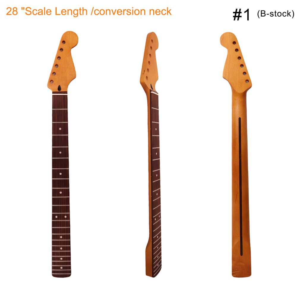 【B-Stock】【Conversion】Baritone Neck 28" Scale Length Stratocaster Guitar Neck Rosewood Fretboard Maple Neck 12" Radius 10 mm Holes 22 Frets Satin Finish