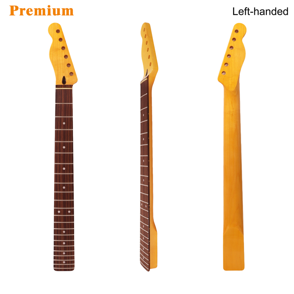 Left-handed Premium Telecaster Guitar Neck Rosewood Fretboard Maple Neck 9.5" Radius 10 mm Holes 22 Frets Gloss Finish without Skunk Stripe