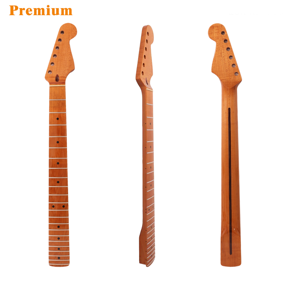 Premium Stratocaster Guitar Neck Roasted Maple Neck 9.5" Radius 10 mm Holes 22 Frets Gloss Finish