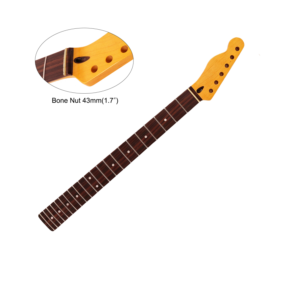 Left-handed Premium Telecaster Guitar Neck Rosewood Fretboard Maple Neck 9.5" Radius 10 mm Holes 22 Frets Gloss Finish without Skunk Stripe