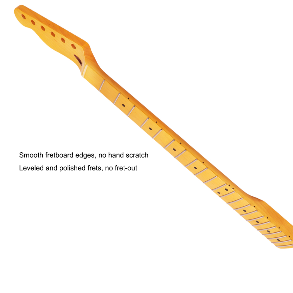 Left-handed Premium Telecaster Guitar Neck Maple Neck 9.5" Radius 10 mm Holes 22 Frets Gloss Finish