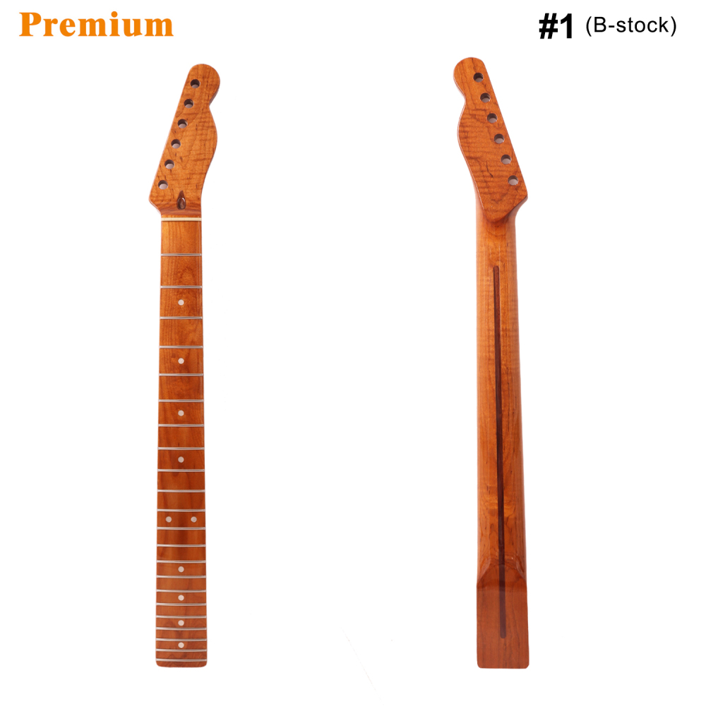 【B-Stock】Premium Telecaster Guitar Neck AAAAA Roasted Canadian Flame Maple Fretboard 9.5" Radius 10 mm Holes 22 Frets Gloss Finish Master Build
