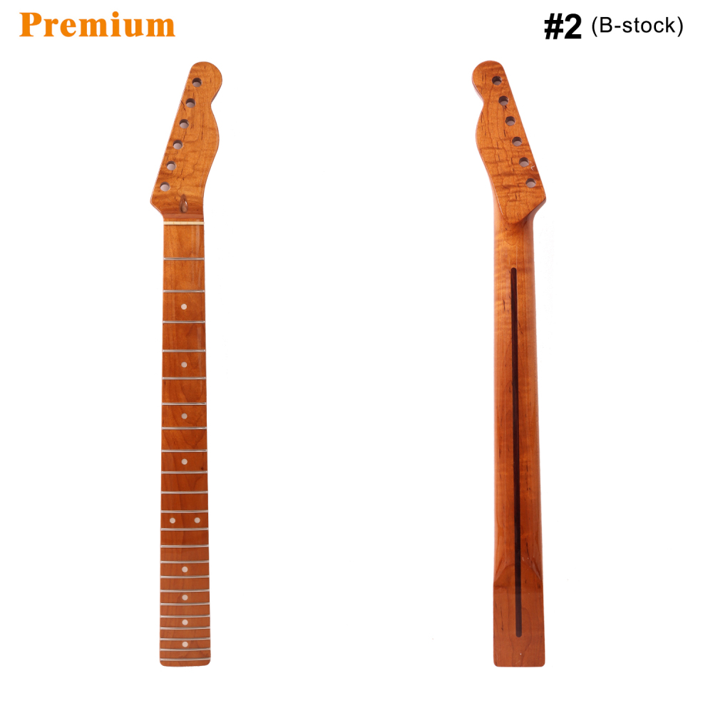 【B-Stock】Premium Telecaster Guitar Neck AAAAA Roasted Canadian Flame Maple Fretboard 9.5" Radius 10 mm Holes 22 Frets Gloss Finish Master Build