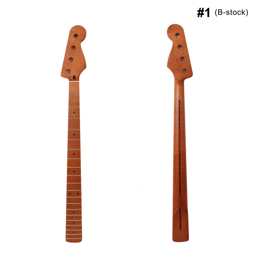 【B-Stock】4 Strings Jazz Bass Guitar Neck Roasted Maple Neck 12" Radius 18 mm Holes 20 Frets Satin Finish
