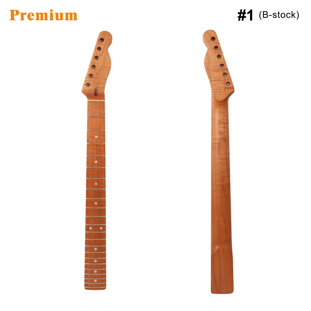 【B-Stock】Premium Telecaster Guitar Neck AAAAA Roasted Canadian Flame Maple Fretboard 9.5" Radius 10 mm Holes 22 Frets Satin Finish Master Build