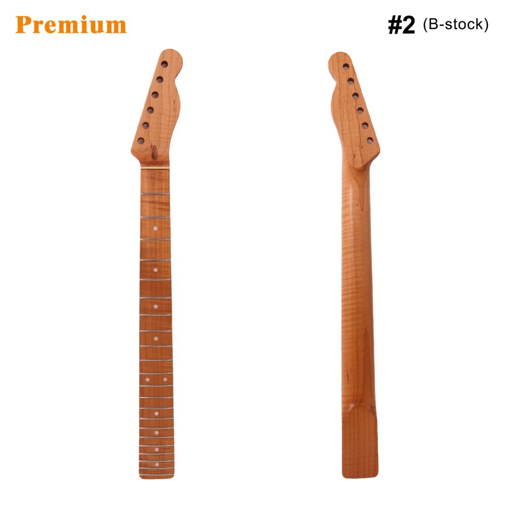 【B-Stock】Premium Telecaster Guitar Neck AAAAA Roasted Canadian Flame Maple Fretboard 9.5" Radius 10 mm Holes 22 Frets Satin Finish Master Build