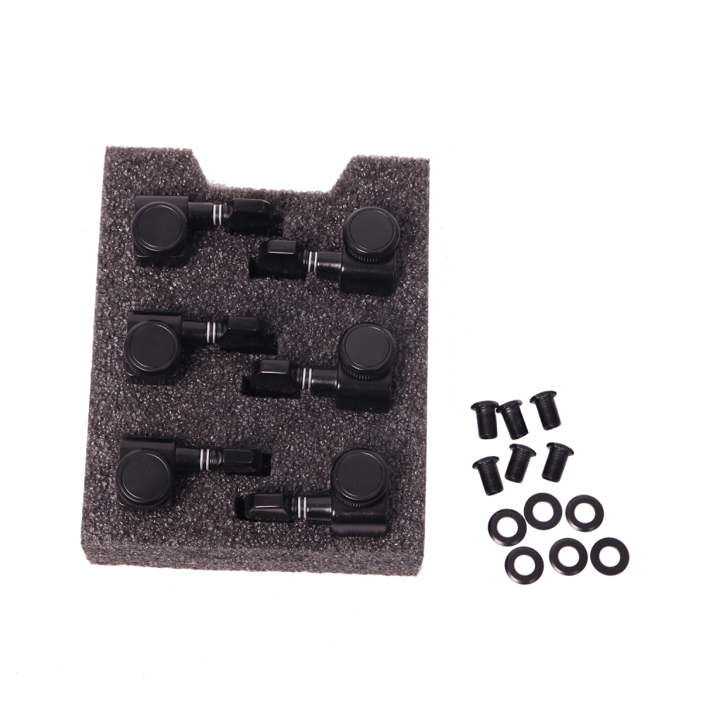 Tuners 6 Right Handed - 1:18 Ratio Tuning Key Pegs Machine Heads with Hexagonal Knob Black Finish