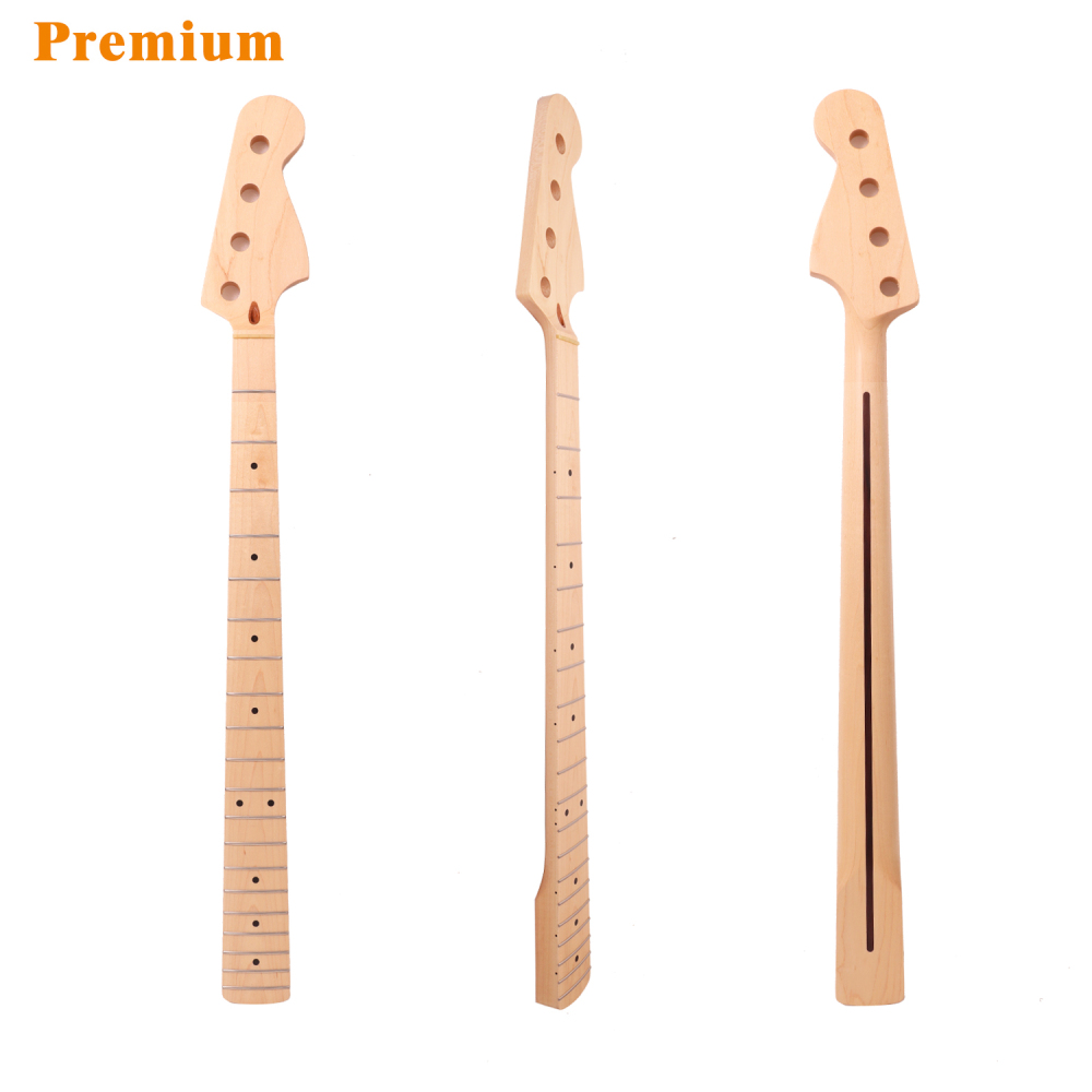 Premium 4 Strings Jazz Bass Guitar Neck Maple Neck 9.5" Radius 18 mm Holes 20 Frets Nature Satin Finish