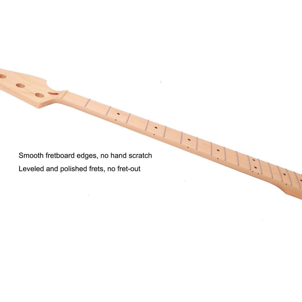 Premium 4 Strings Jazz Bass Guitar Neck Maple Neck 9.5" Radius 18 mm Holes 20 Frets Nature Satin Finish