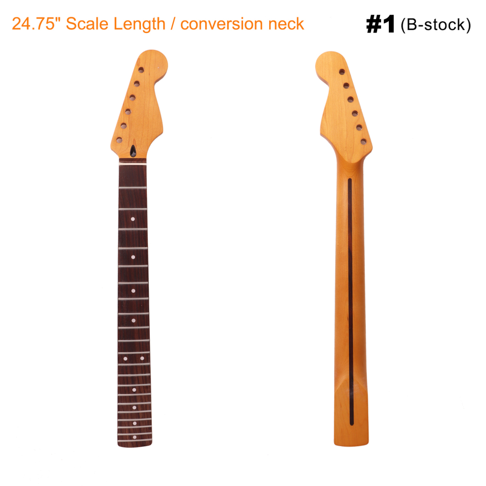 【B-Stock】【Conversion】24.75" Scale Length Stratocaster Guitar Neck Rosewood Fretboard Maple Neck 12" Radius 10 mm Holes 21 Frets Satin Finish
