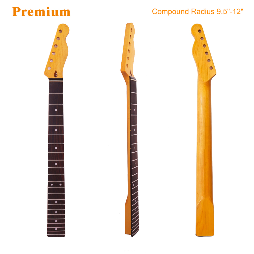 Premium Telecaster Guitar Neck Rosewood Fretboard Maple Neck Compound Radius 9.5"-12" 10 mm Holes 22 Frets Gloss Finish