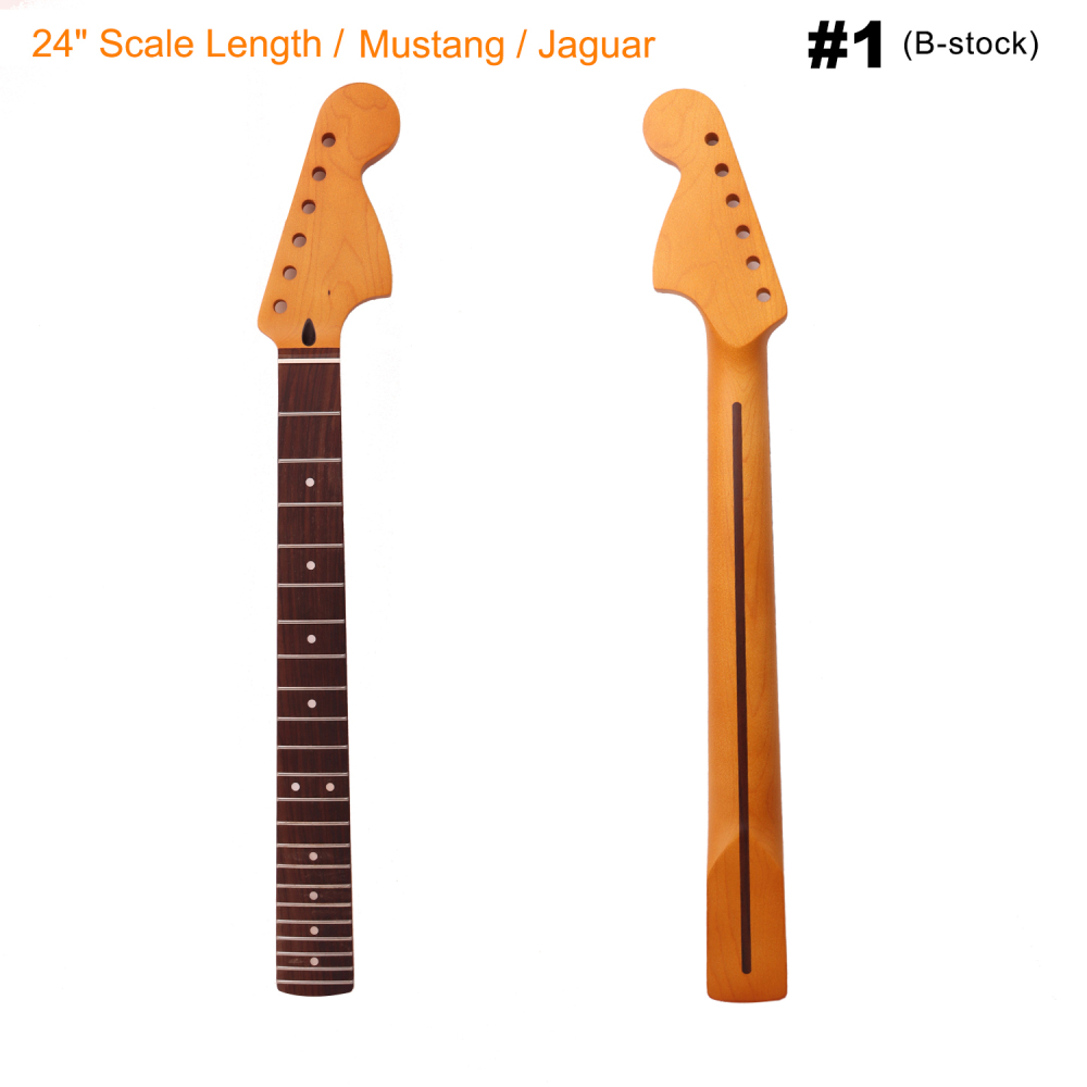 【B-Stock】Mustang / Jaguar Compatible Guitar Neck 24" Scale Length Rosewood Fretboard Maple Neck 12" Radius 10mm Holes 22 Frets Satin Finish