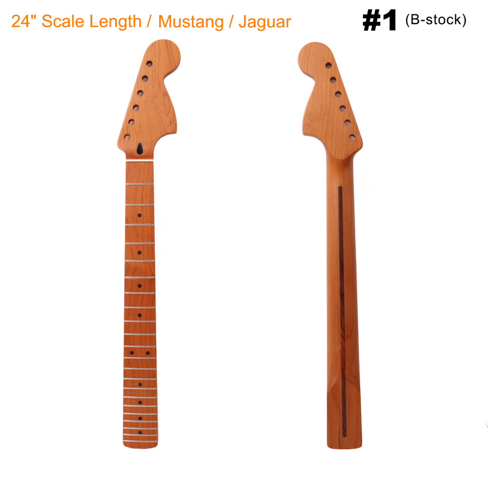【B-Stock】Mustang / Jaguar Compatible Guitar Neck 24" Scale Length Roasted Maple Neck 12" Radius 10 mm Holes 22 Frets Satin Finish