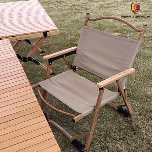 Outdoor Furniture Wood Grain Aluminum Portable Folding Camping Kermit Chair Outdoor Lounge Chair