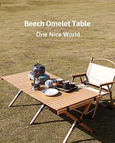 Portable Folding Table Beech Wood Egg Roll Table Outdoor Barbecue Picnic Table Suitable for Camping/ Travel/ Beach/Tailgating/Patio/Garden BBQ