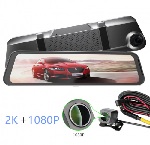 H40 Hisilicon streaming media rearview mirror driving recorder 2K HD non-light night vision full screen rearview mirror reversing camera