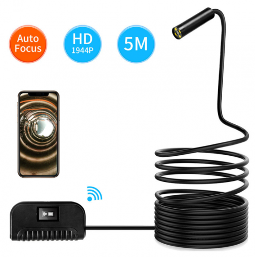 C109A 5MP Industrial Endoscope Auto Focus WiFi Inspection Camera12mm 1944P 10m Hard Cable Internal Probe Camera